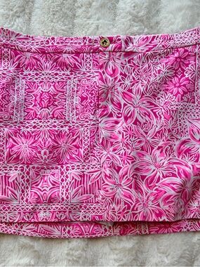 Lilly Pulitzer Hot Pink and White Floral Bandana Skirt